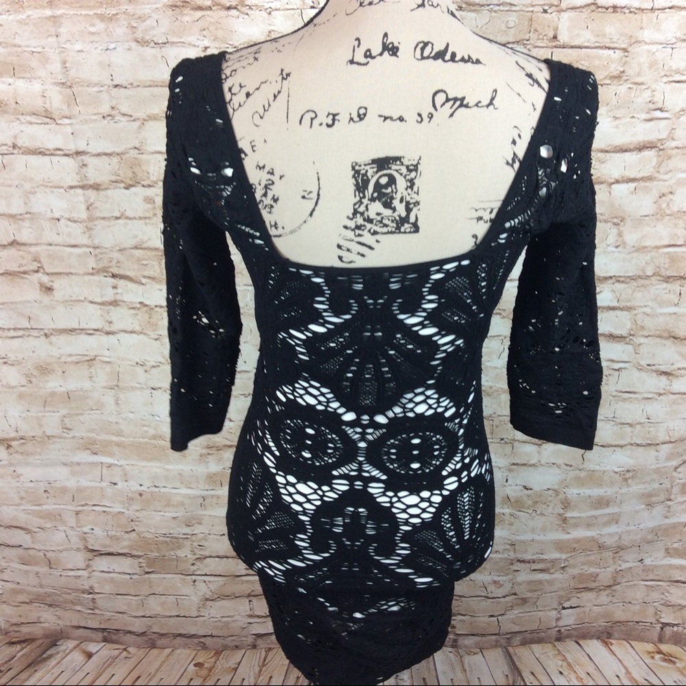 Free People Lace Stretch Bodycon Dress M L - Picture 5 of 6